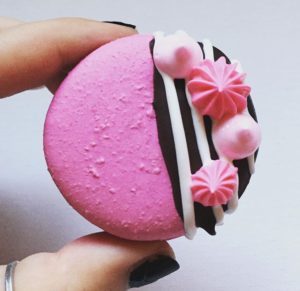 Pink striped macaron